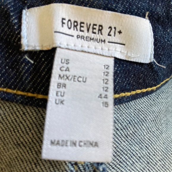 F21 Wide Leg Blue with Black Denim Jeans - Picture 5 of 6